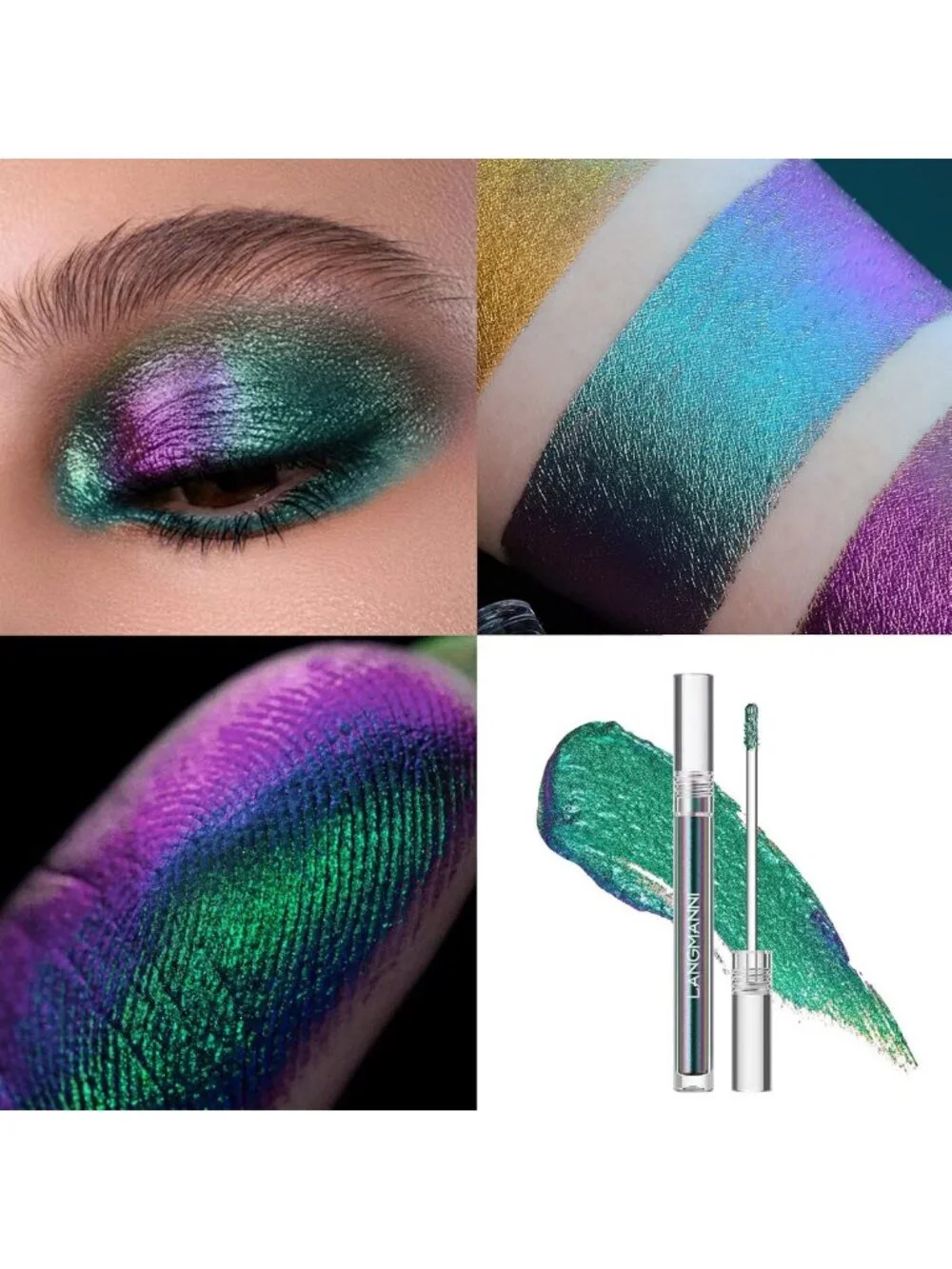 3Pcs Holographic Multichrome Liquid Eyeshadow Set - Iridescent Makeup Trio